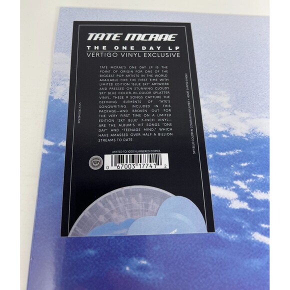 Tate McRae The One Day Blue Sky LP  Blue Heart Vinyl Vertigo Vinyl 529/1000 - Picture 5 of 6